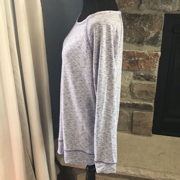 Color Thread, Woman's Long-Sl Tunic w Asymmetrical Bottom, Heathered Blue, SM - Picture 8 of 10